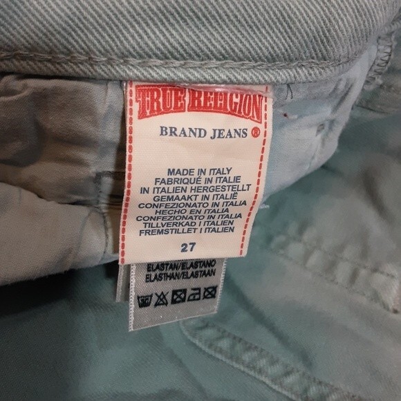 True Religion Jude Low Rise Skinny Jeans Light Wash Made in Italy Size 27 - Picture 6 of 6